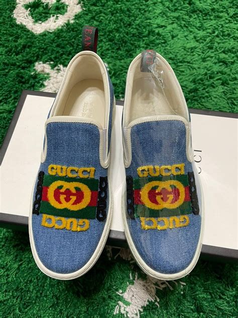 gucci ladies slip ons|gucci denim slip on.